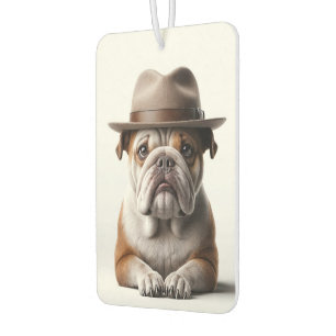 Bulldog, der eine Fedora trägt Autolufterfrischer