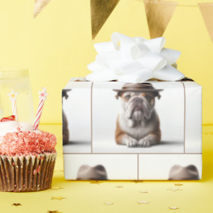 Bulldog, der eine Fedora trägt Geschenkpapier