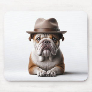 Bulldog, der eine Fedora trägt Mousepad