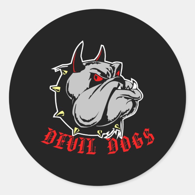 Bulldog Devil Hunde Black Runder Aufkleber (Vorderseite)