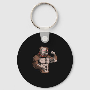 Bulldog Dog Powerlifter Strongman Weightlift Gy Schlüsselanhänger