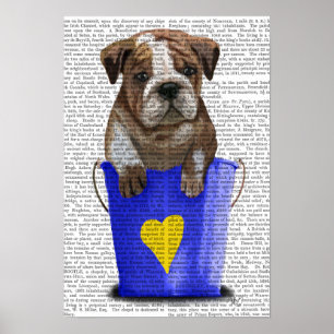Bulldog-Eimer aus Liebe blau Poster
