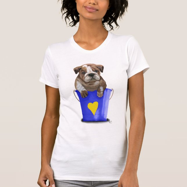 Bulldog-Eimer aus Liebe blau T-Shirt (Vorderseite)