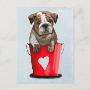 Bulldog-Eimer, Liebe rot 2 Postkarte