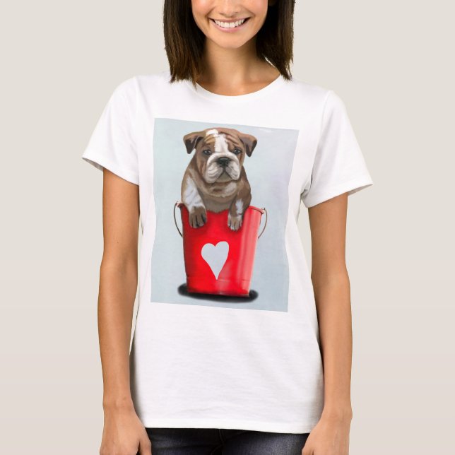 Bulldog-Eimer, Liebe rot 2 T-Shirt (Vorderseite)
