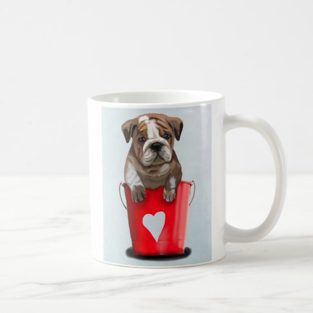Bulldog-Eimer, Liebe rot 2 Tasse (Rechts)