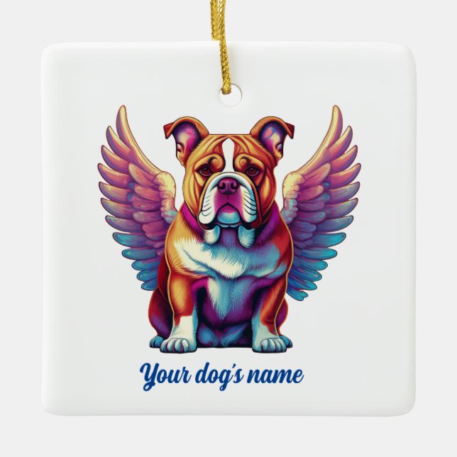 Bulldog-Engel-Dog-Gedenkstätte Keramikornament (Vorderseite)