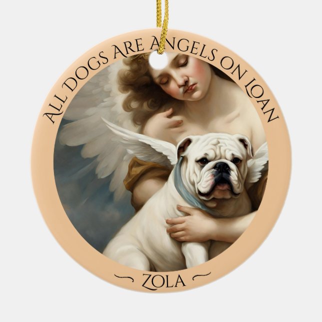 Bulldog-Engel-Personalisiert-Gedenkstätte Keramik Keramik Ornament (Vorne)