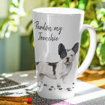 Bulldog | Entschuldigung Mein Französisch | Niedli Milchtasse<br><div class="desc">Comische Hundeliebhaber Tasse,  um ihre Verehrung für Franzosen zu zeigen. Muddy pfeift französischen Bulldoggen mit lustigem Vers; verzeih mir meinen Franzosen. Schwarz-Weiß-Bulldog-Illustration mit einer koordinierenden handgeschriebenen Schrift.</div>