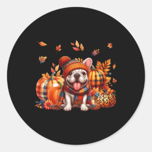 Bulldog-Erntedank Leopard Pumpkins Fall Runder Aufkleber