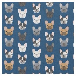 Bulldog Faces Navy Blue Stoff