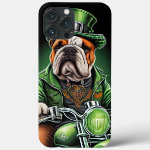 Bulldog fährt Fahrrad am St. Patrick's Day Case-Mate iPhone Hülle