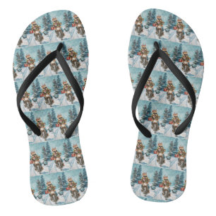 Bulldog fährt Motorrad Weihnachten Flip Flops