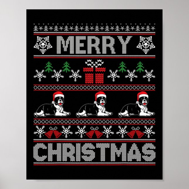 Bulldog Familie Matching Funny Ugly Weihnachten Sc Poster (Vorne)