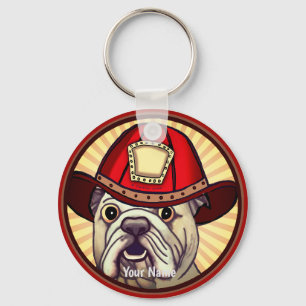 Bulldog-Feuerwehrmann-Schlüsselanhänger Schlüsselanhänger