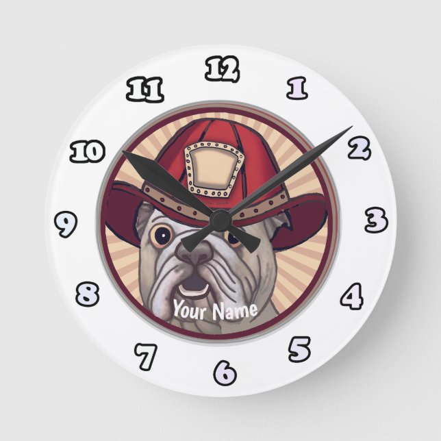 Bulldog-Feuerwehruhr Runde Wanduhr (Vorderseite)