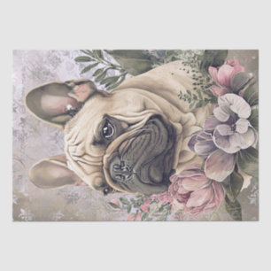 Bulldog-Floral-Hund Seidenpapier