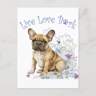 Bulldog Floral Postkarte
