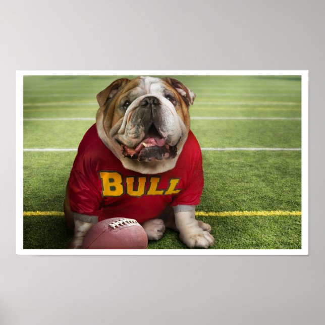 Bulldog Football Time Art Print Poster (Vorne)
