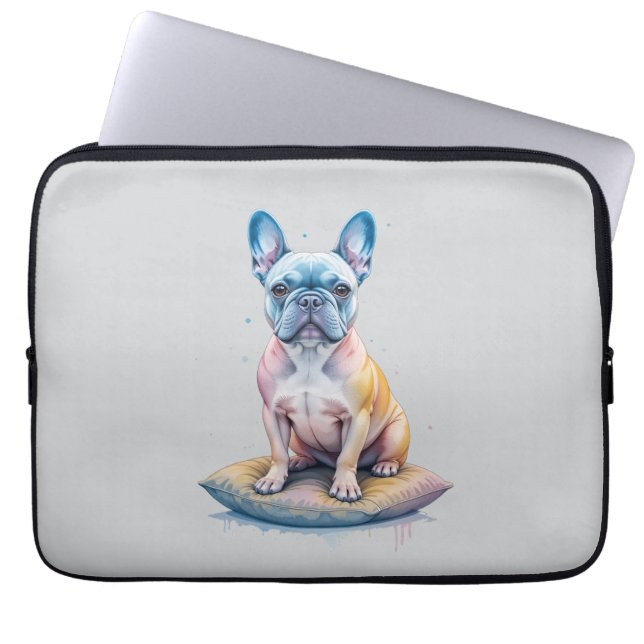 Bulldog Francés Colorido y Artístico  Laptopschutzhülle (Vorderseite)