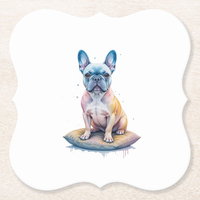 Bulldog Francés Colorido y Artístico  Untersetzer (Vorderseite)