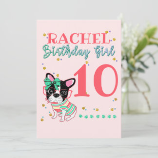 Bulldog Frenchie Birthday Girl Einladung