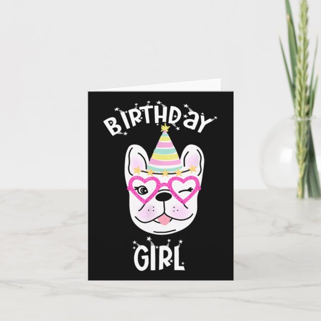 Bulldog Frenchie Celebration Party Theme Karte (Vorderseite)