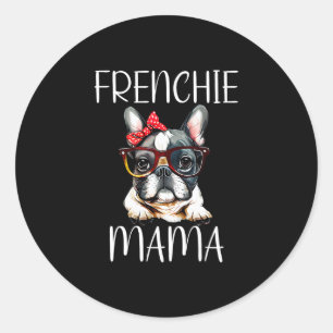 Bulldog Frenchie Mama Watercolor Dog Muttertag Runder Aufkleber
