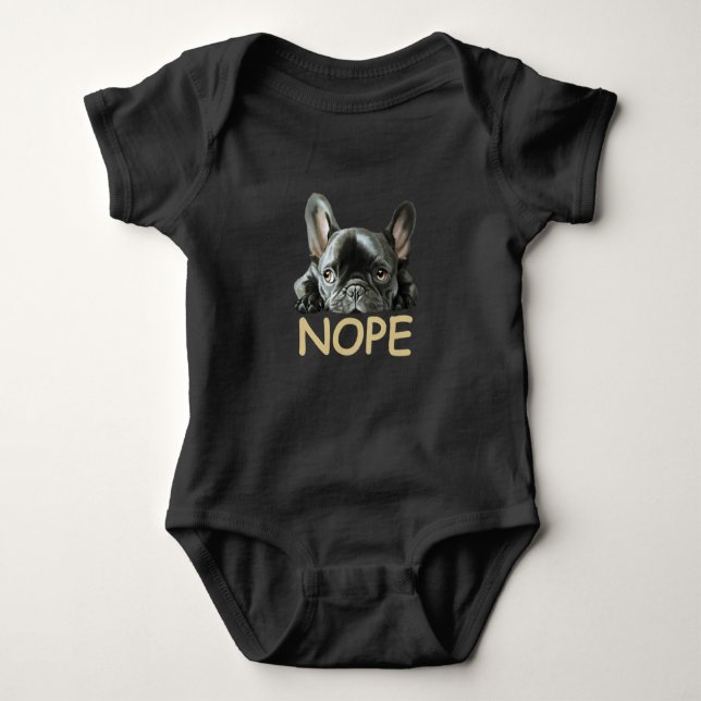 Bulldog| Frenchie Nope Geschenke Baby Strampler (Vorderseite)