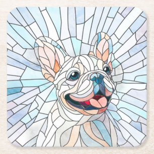 Bulldog - Frenchie - Pastellmosaik Rechteckiger Pappuntersetzer