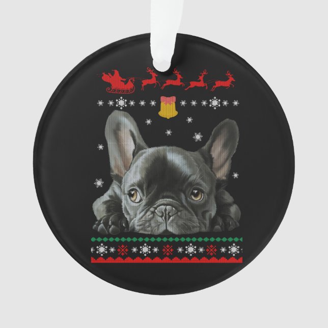 Bulldog | Frohe Weihnachten mit Franchie Ornament (Vorderseite)