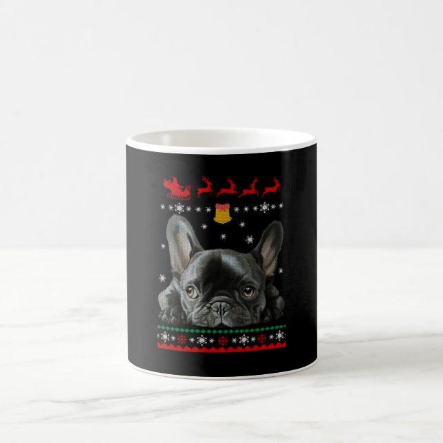 Bulldog| Frohe Weihnachten mit Französin Kaffeetasse (Mittel)
