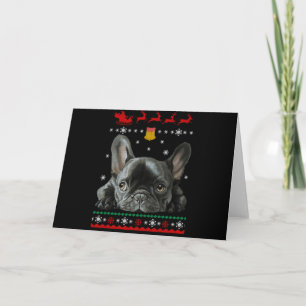 Bulldog  Frohe Weihnachten mit Französin Karte