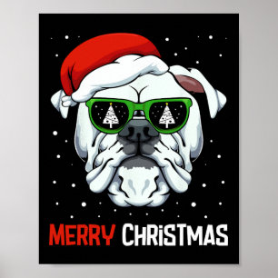 Bulldog Frohe Weihnachten Pajama Niedlich Hund Wei Poster