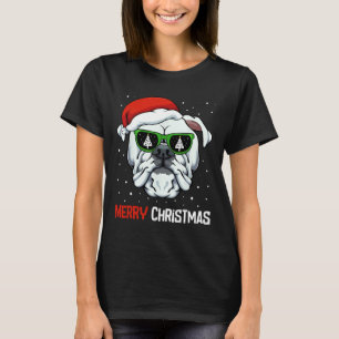 Bulldog Frohe Weihnachten Pajama Niedlich Hund Wei T-Shirt