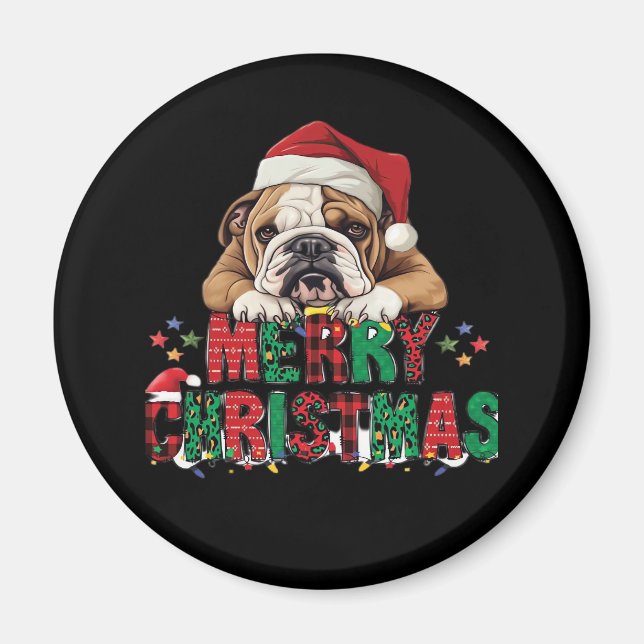 Bulldog - Frohe Weihnachts-Hunde Klassischer T - S Magnet (Vorne)