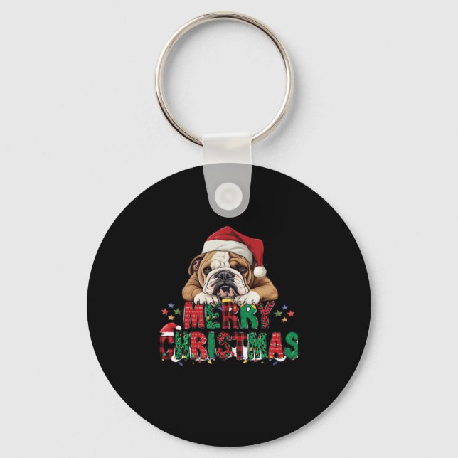 Bulldog - Frohe Weihnachts-Hunde Klassischer T - S Schlüsselanhänger (Vorderseite)