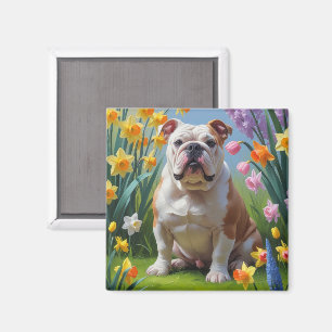 Bulldog-Frühlingsblumen Magnet