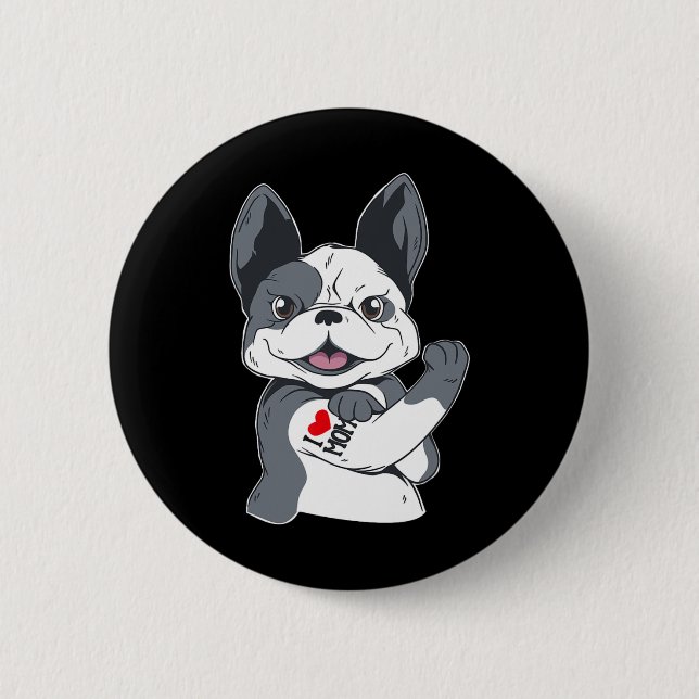 Bulldog Funny I Liebe Mama Tattoo Button (Vorderseite)