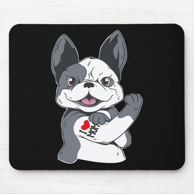 Bulldog Funny I Liebe Mama Tattoo Mousepad (Vorne)