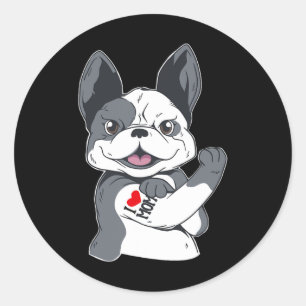 Bulldog Funny I Liebe Mama Tattoo Runder Aufkleber