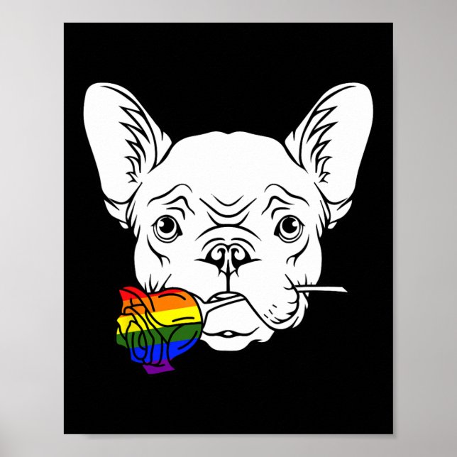 Bulldog Gay Pride Rose Lgbt q Rainbow Frenchie Dog Poster (Vorne)