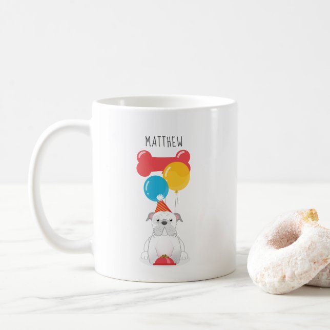 Bulldog-Geburtstagsfeier Kaffeetasse (Mit Donut)