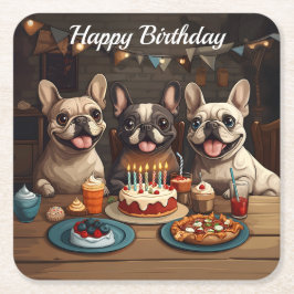 Bulldog-Geburtstagsfeier Rechteckiger Pappuntersetzer