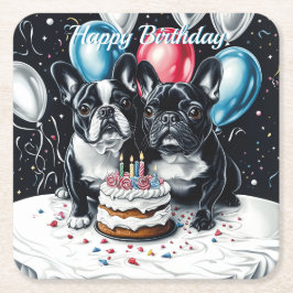 Bulldog-Geburtstagsfeier Rechteckiger Pappuntersetzer