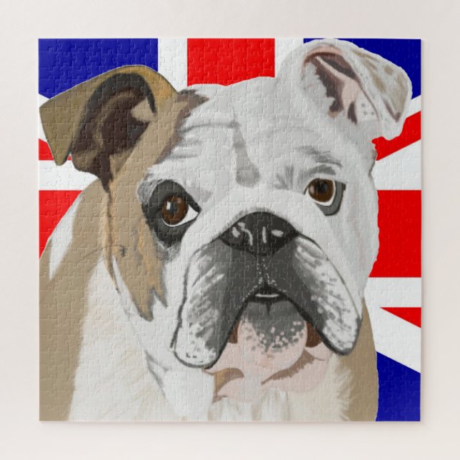 Bulldog gegen Union Jack Flag Puzzle (Vertikal)