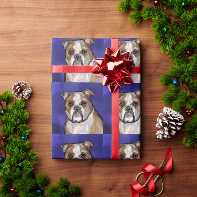 Bulldog Geschenkpapier (Feiertagsgeschenk)