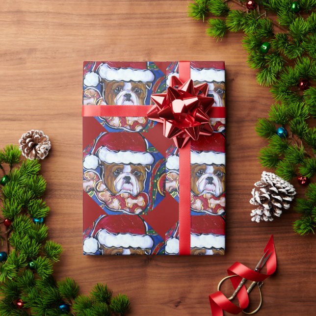 Bulldog Geschenkpapier (Feiertagsgeschenk)