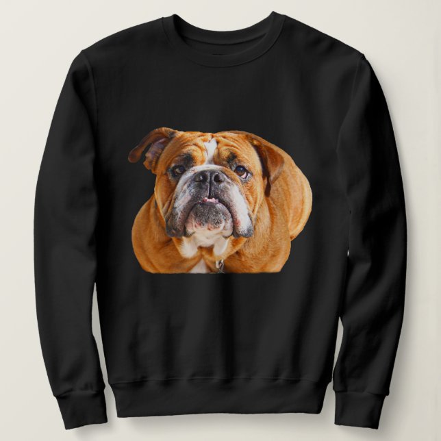 Bulldog-Gesicht - English Bulldog, Brown Sweatshirt (Design vorne)