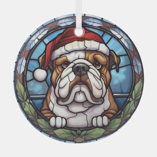 Bulldog gesteinigtes Glass Weihnachten Ornament Aus Glas (Vorderseite)